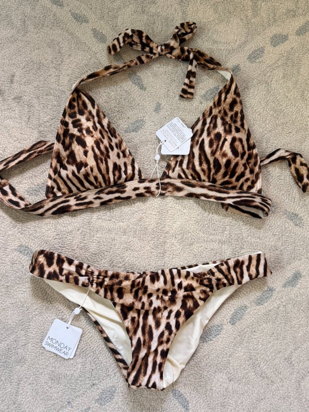 Monday Swimwear Leopard Bikini Size Large NWT